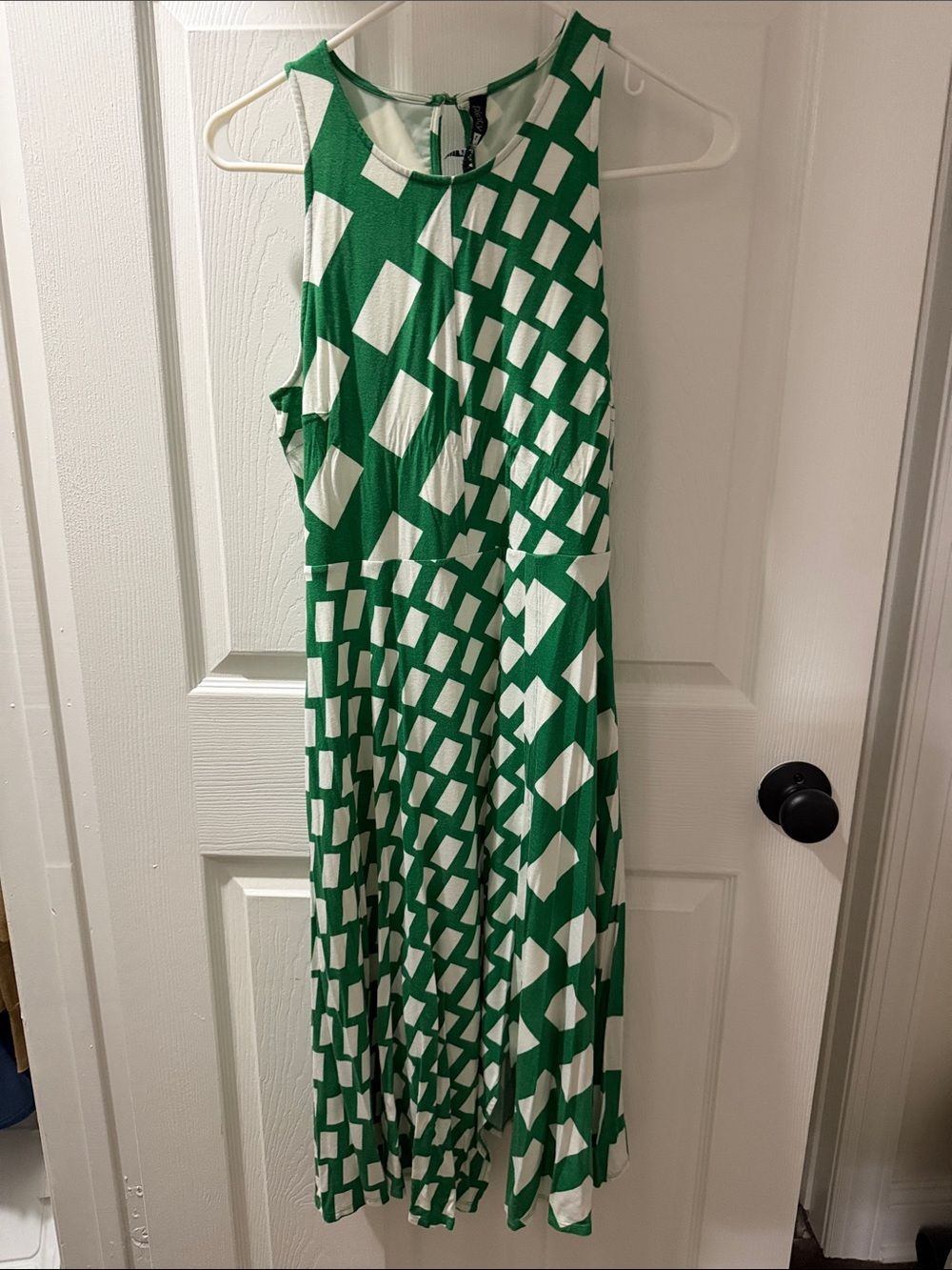 Anthropologie Plenty by Tracy Reese Green and White Geometric Jersey Dress